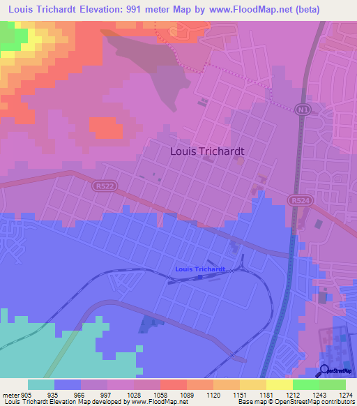 Louis Trichardt,South Africa Elevation Map