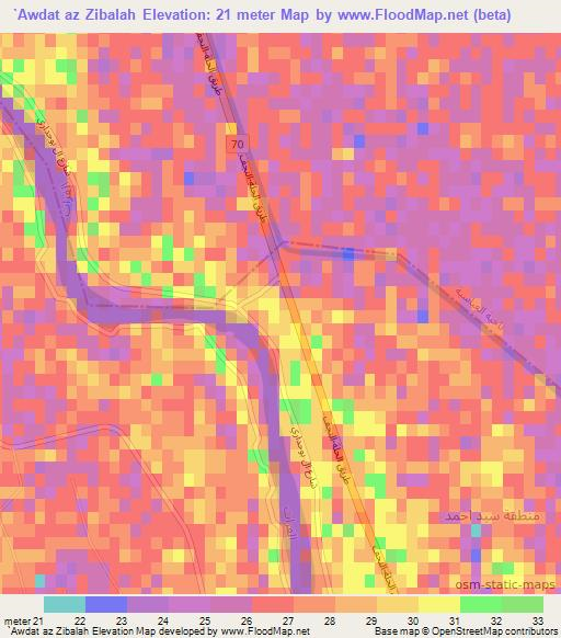 `Awdat az Zibalah,Iraq Elevation Map