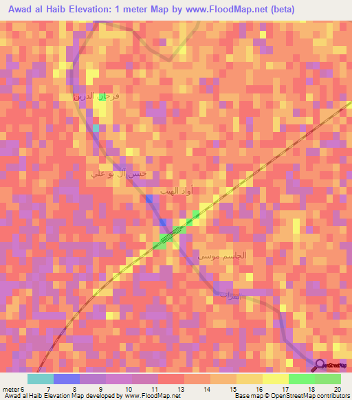 Awad al Haib,Iraq Elevation Map