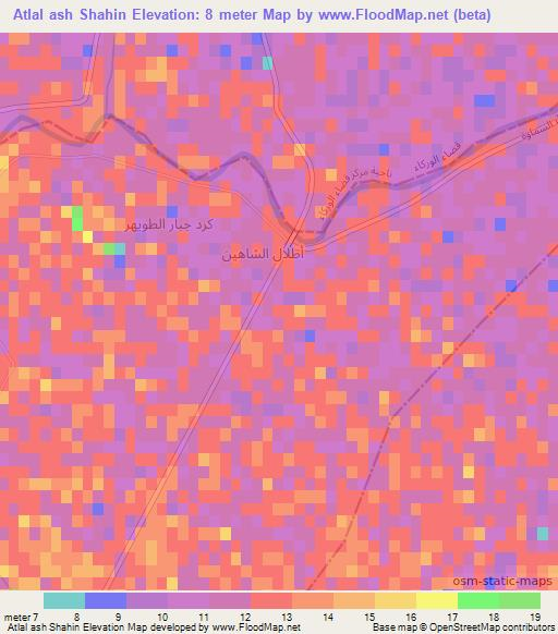 Atlal ash Shahin,Iraq Elevation Map