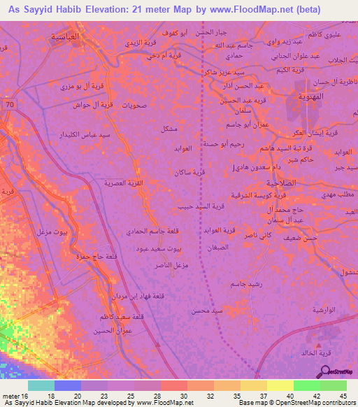 As Sayyid Habib,Iraq Elevation Map