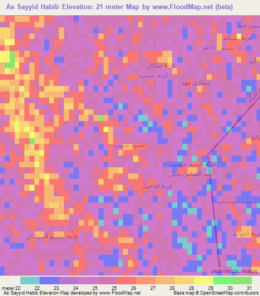 As Sayyid Habib,Iraq Elevation Map