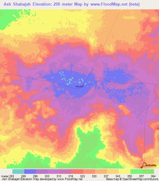 Ash Shabajah,Iraq Elevation Map