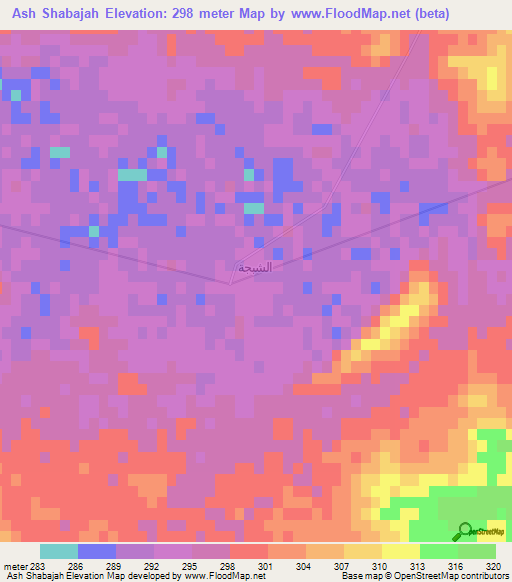 Ash Shabajah,Iraq Elevation Map