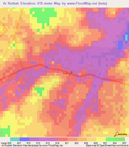 Ar Rutbah,Iraq Elevation Map