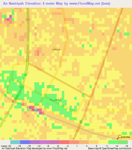 An Nasiriyah,Iraq Elevation Map