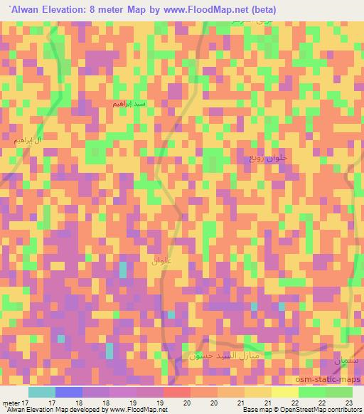 `Alwan,Iraq Elevation Map