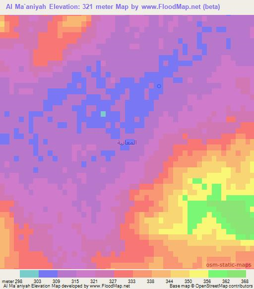 Al Ma`aniyah,Iraq Elevation Map