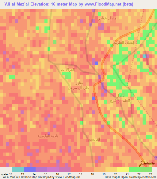 `Ali al Maz`al,Iraq Elevation Map