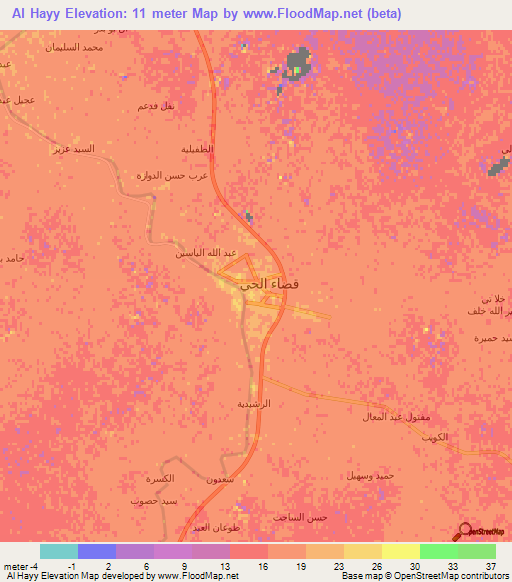 Al Hayy,Iraq Elevation Map