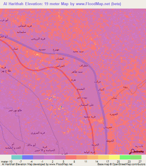 Al Harithah,Iraq Elevation Map