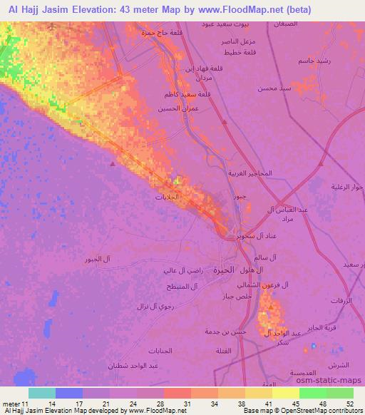 Al Hajj Jasim,Iraq Elevation Map