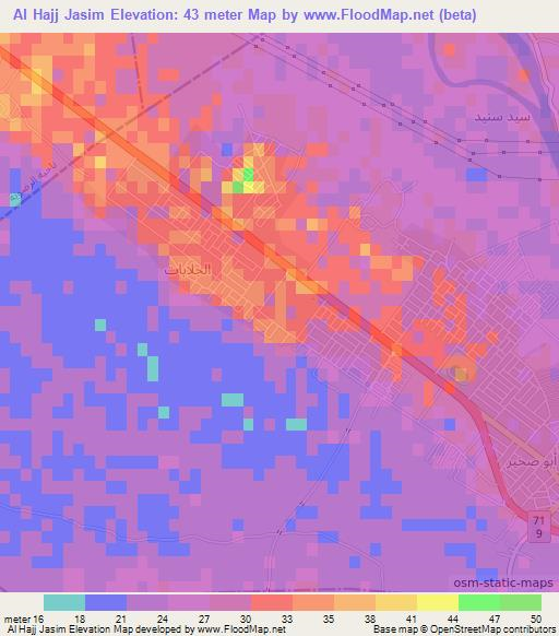 Al Hajj Jasim,Iraq Elevation Map