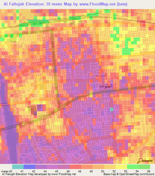 Al Fallujah,Iraq Elevation Map