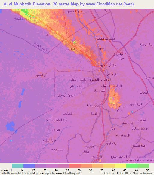 Al al Munbatih,Iraq Elevation Map