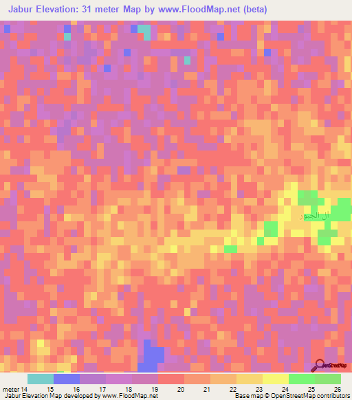 Jabur,Iraq Elevation Map