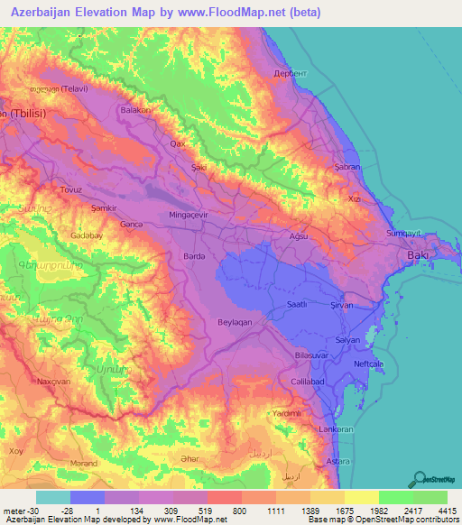 Azerbaijan Elevation Map