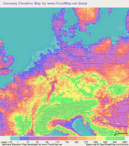 Germany Elevation Map