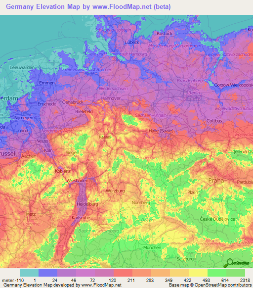 Germany Elevation Map