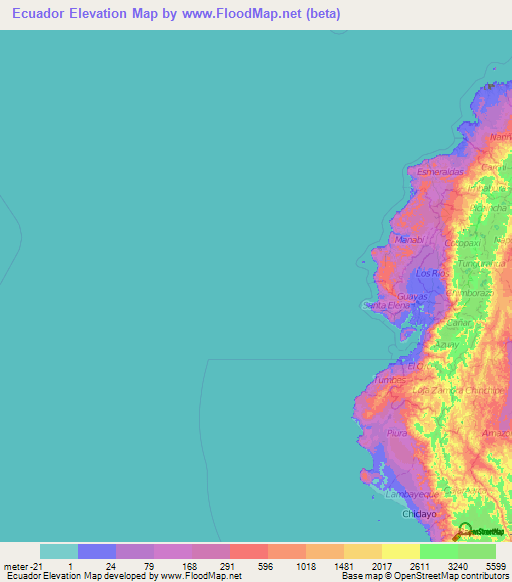 Ecuador Elevation Map