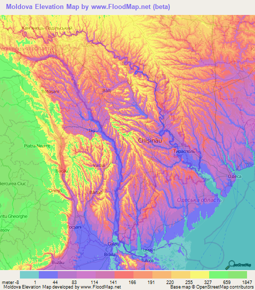 Moldova Elevation Map