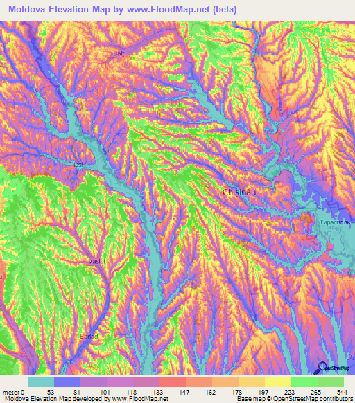 Moldova Elevation Map