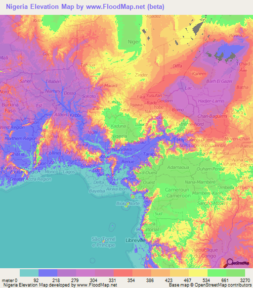 Nigeria Elevation Map