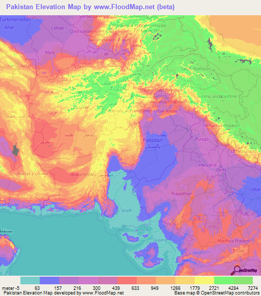 Pakistan Elevation Map