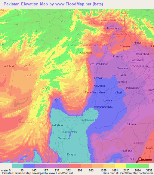 Pakistan Elevation Map