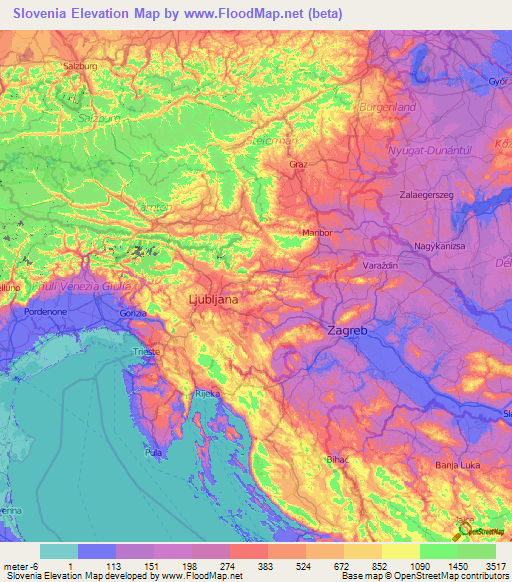 Slovenia Elevation Map