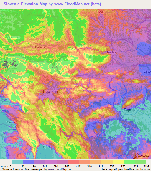 Slovenia Elevation Map