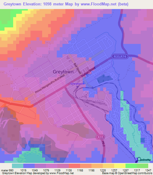 Greytown,South Africa Elevation Map