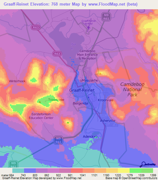 Graaff-Reinet,South Africa Elevation Map