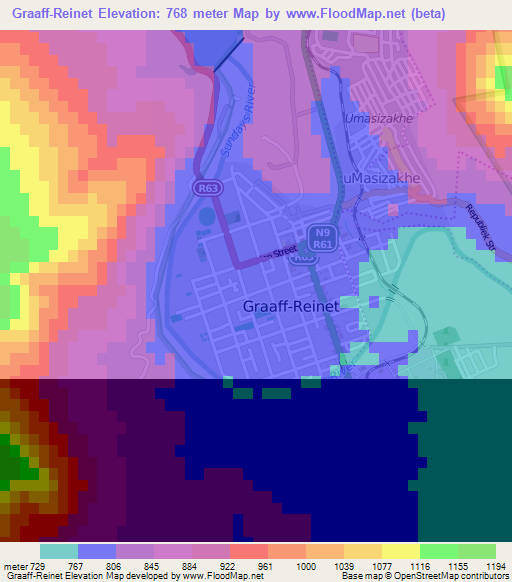 Graaff-Reinet,South Africa Elevation Map