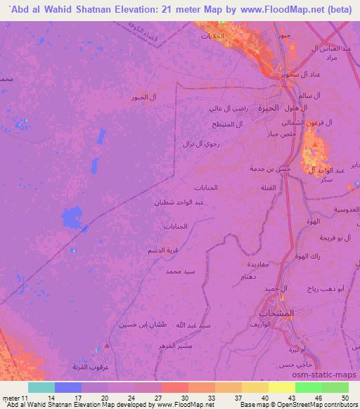 `Abd al Wahid Shatnan,Iraq Elevation Map