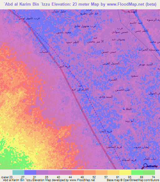 `Abd al Karim Bin `Izzu,Iraq Elevation Map