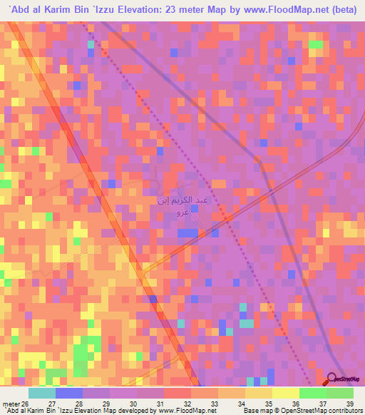 `Abd al Karim Bin `Izzu,Iraq Elevation Map