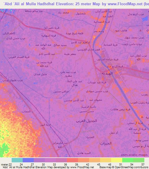 `Abd `Ali al Mulla Hadhdhal,Iraq Elevation Map