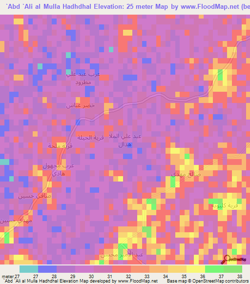 `Abd `Ali al Mulla Hadhdhal,Iraq Elevation Map