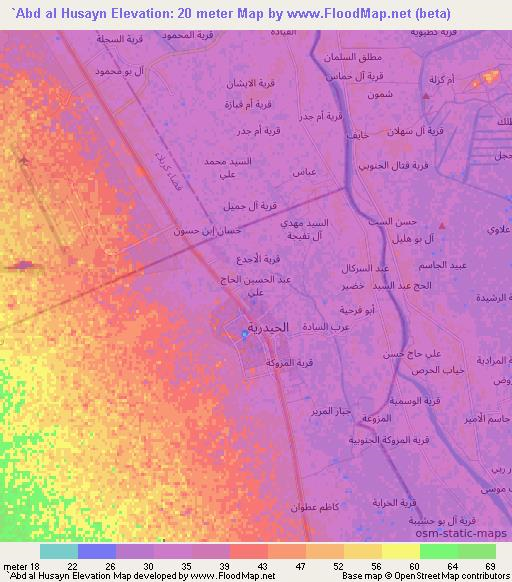 `Abd al Husayn,Iraq Elevation Map