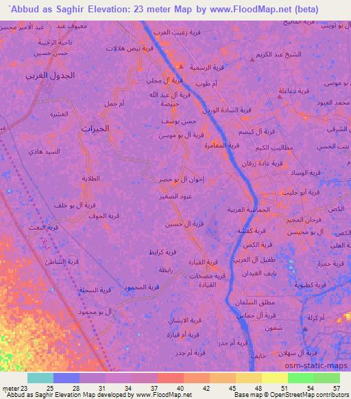 `Abbud as Saghir,Iraq Elevation Map