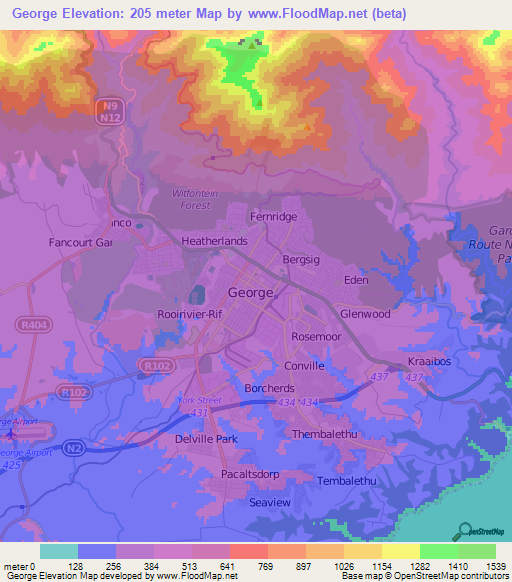 George,South Africa Elevation Map
