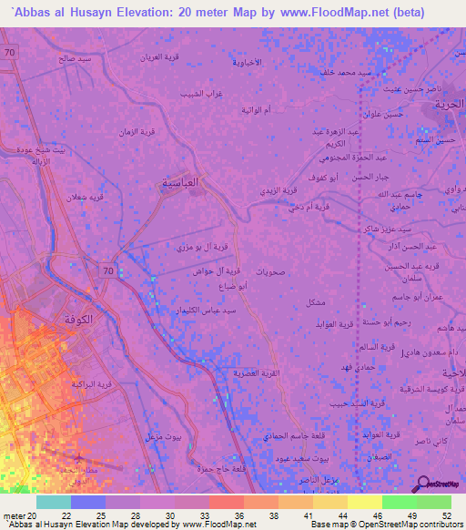 `Abbas al Husayn,Iraq Elevation Map