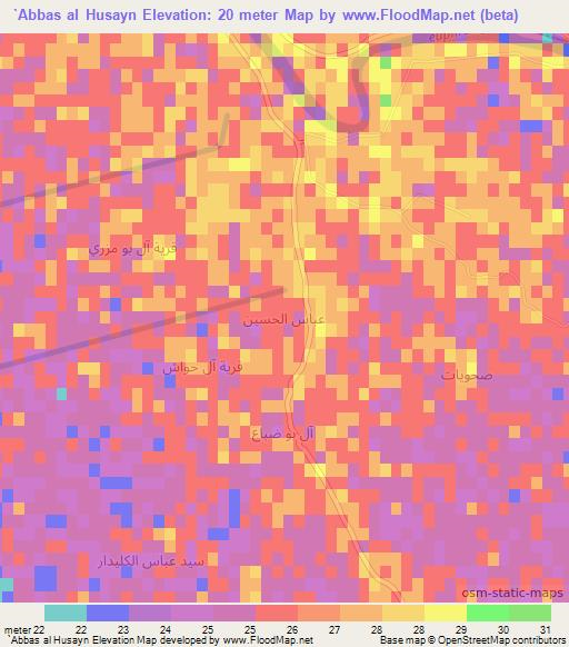 `Abbas al Husayn,Iraq Elevation Map