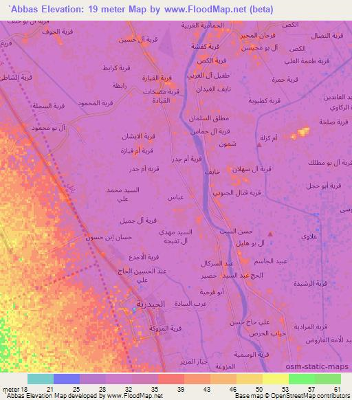 `Abbas,Iraq Elevation Map