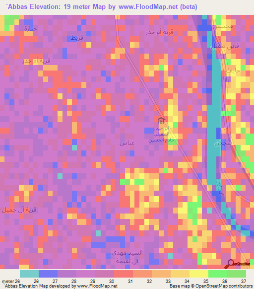 `Abbas,Iraq Elevation Map