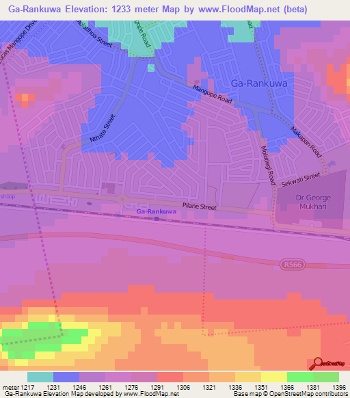 Ga-Rankuwa,South Africa Elevation Map