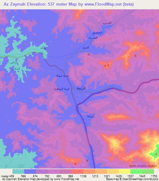 Az Zaymah,Saudi Arabia Elevation Map