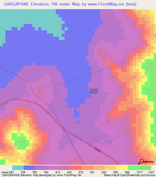 GAKGAPANE,South Africa Elevation Map