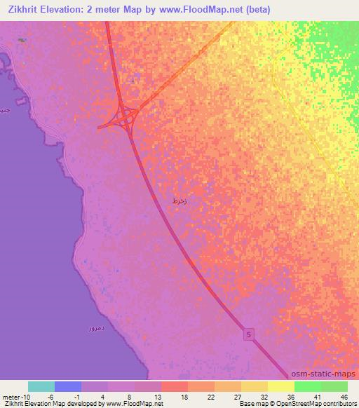 Zikhrit,Saudi Arabia Elevation Map